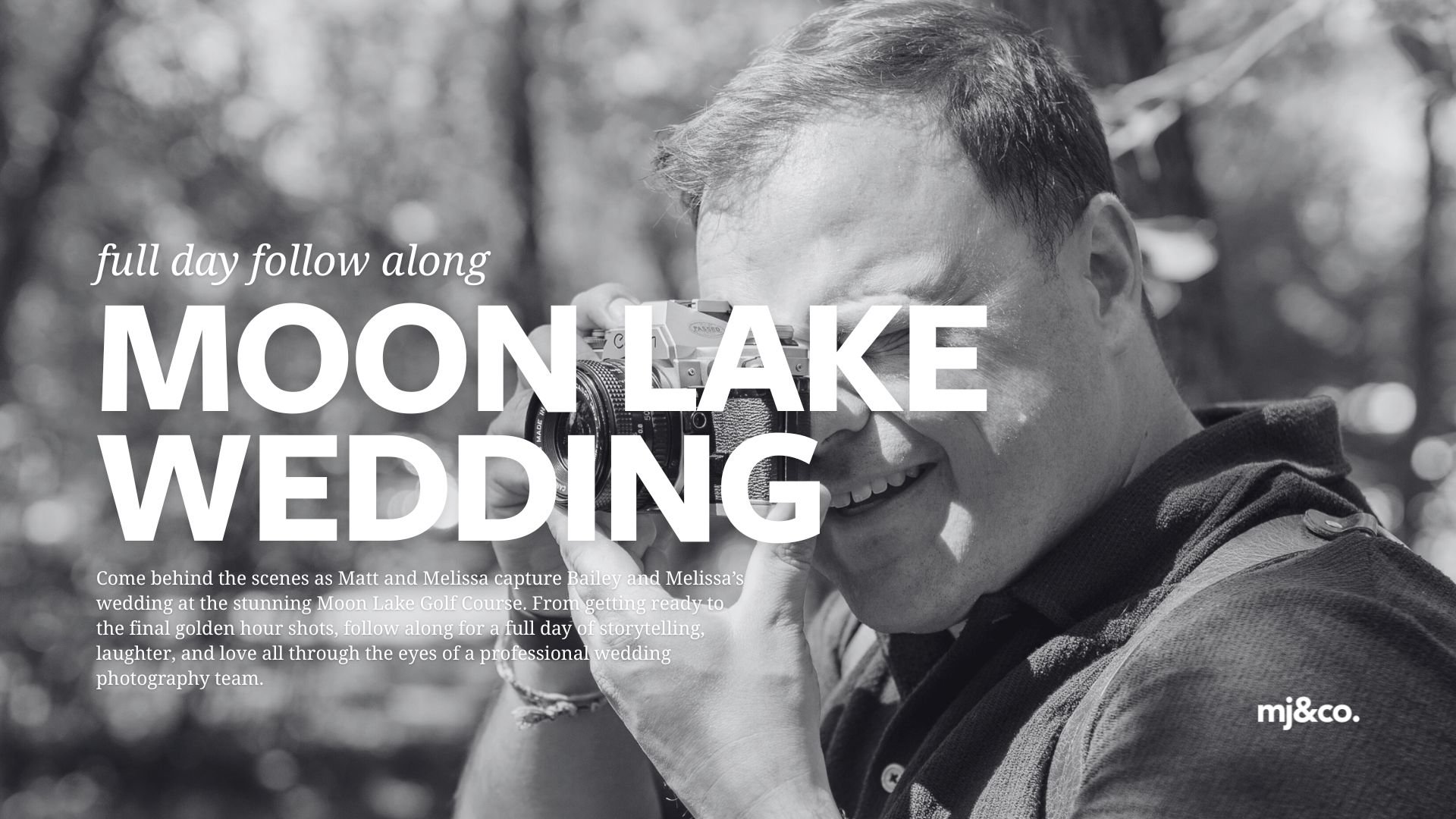 Matt photographing a Moon Lake wedding, camera to his eye