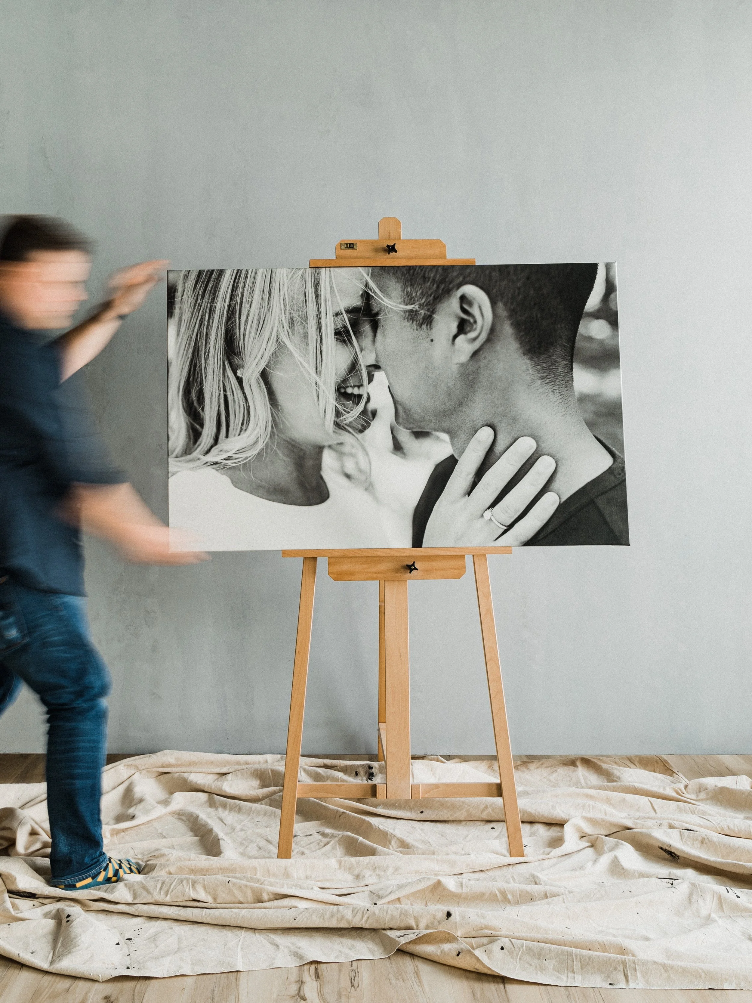 Photographing a museum canvas print in the MJ&Co. studio