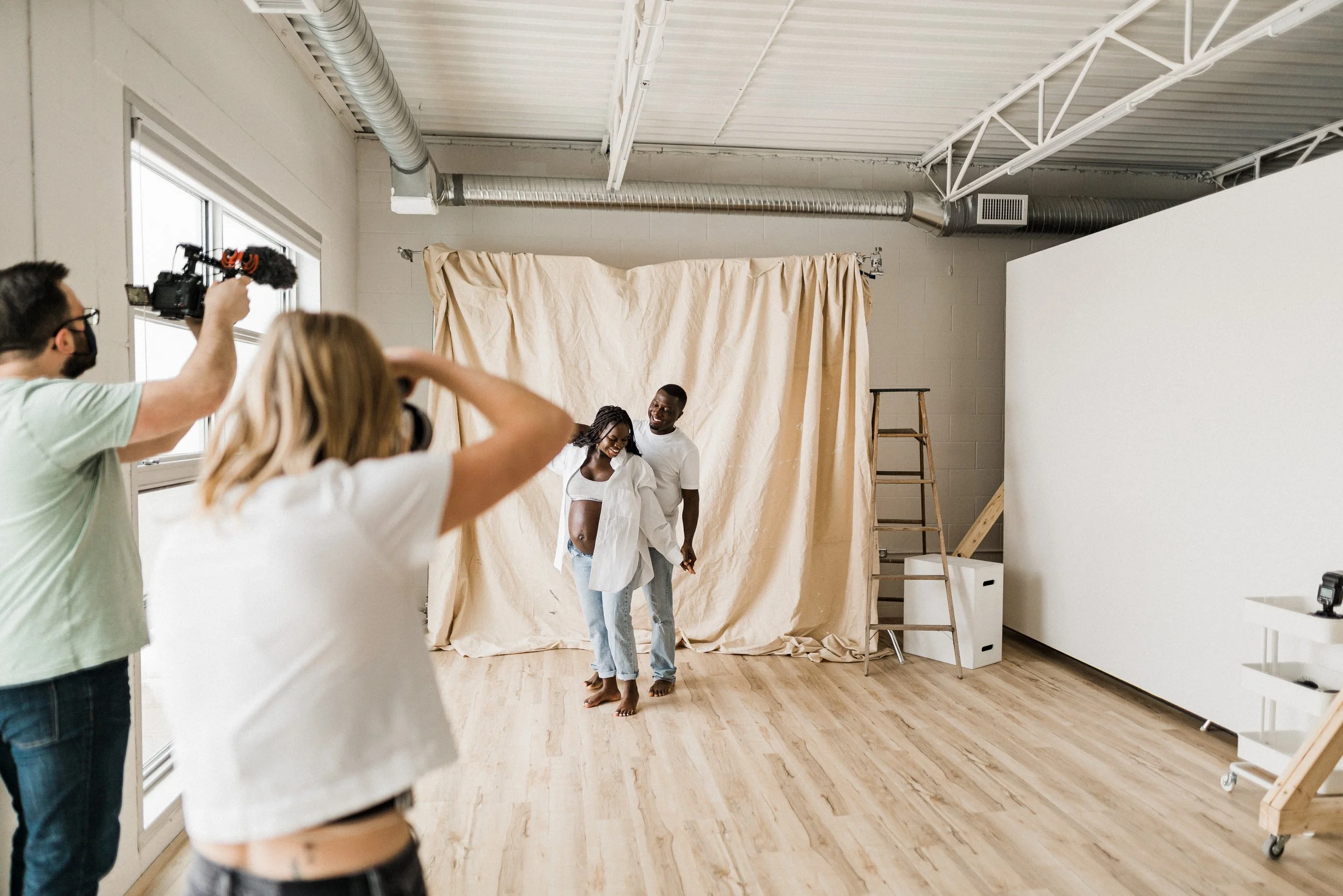 Behind the scenes on a studio portrait shoot